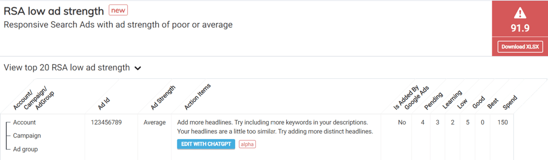 rsa suggestions screenshot 1